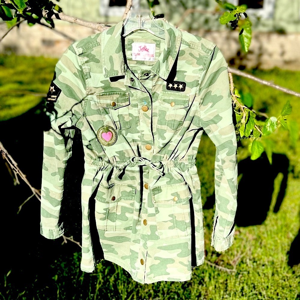 Justice Girls Decorated Army Jacket